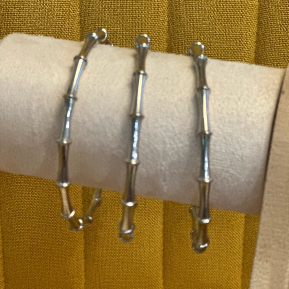 Silver Bamboo-Style Bracelets Set - Picture 3 of 4